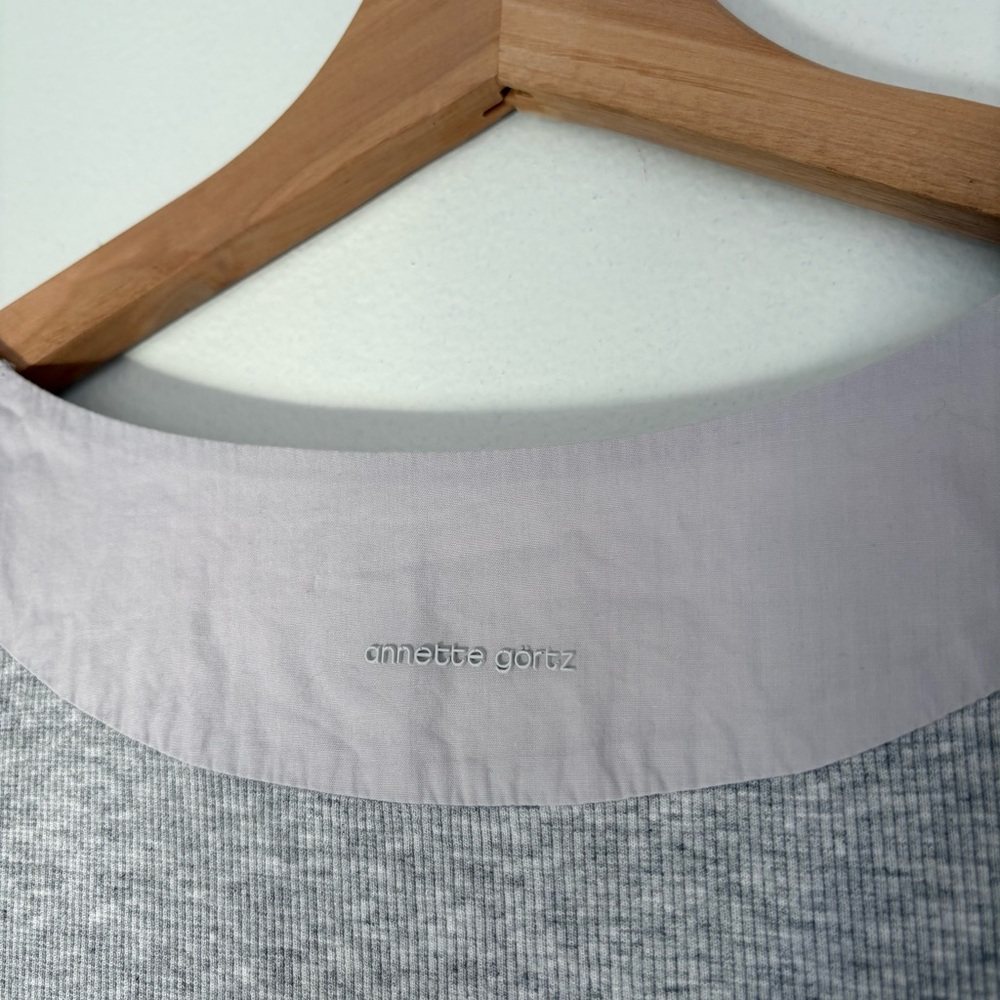 Annette Goertz || Ribbed‎ Elbow-Length Tee Knit Top T-Shirt Gray Small - Picture 4 of 9